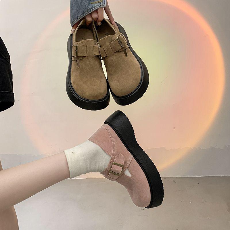 Pink Platform Woman Pumps with Medium Heels Round Toe Shoes for Women Korean Style Summer 2025 Trend Beau Today Genuine Mark 39