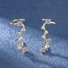 Hot Sale 925 Silver Women Hoop Earrings Luxury Sparkling Pave CZ U Shape Star Moon Fashion Earring for Girl