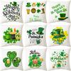 Irish National Day Cushion St. Patrick's Day Cushion Cover Green Cartoon Letters Four-Leaf Clover Sofa Cushion Cover