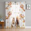 Fall Squirrel Maple Leaf Sheer Curtains For Living Room Bedroom Tulle Curtain For Kitchen Voile Curtain Blind Panels