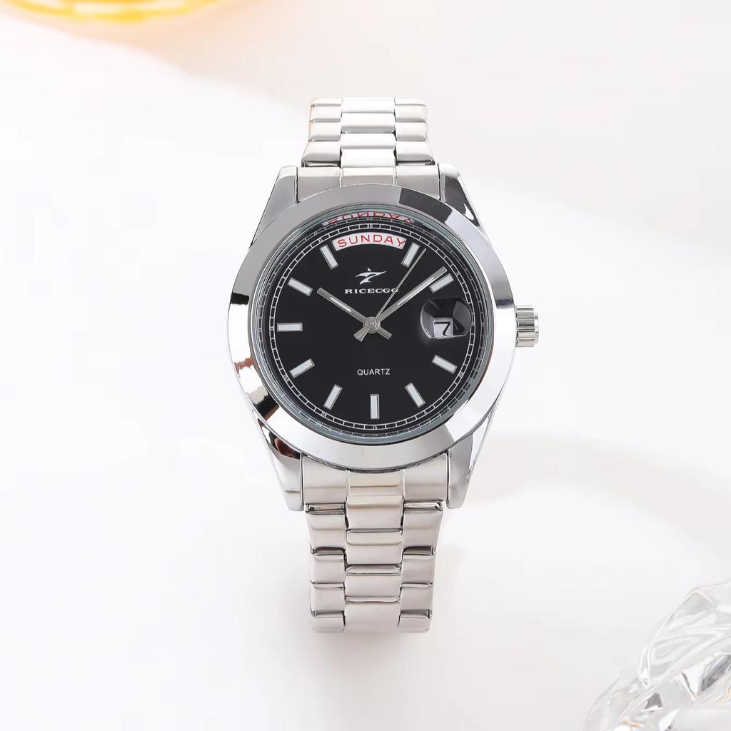 Best-Selling 41mm Luxury Watch with Glass Dial Calendar Business Fashion Style Quartz Movement Stainless Steel Band 20mm