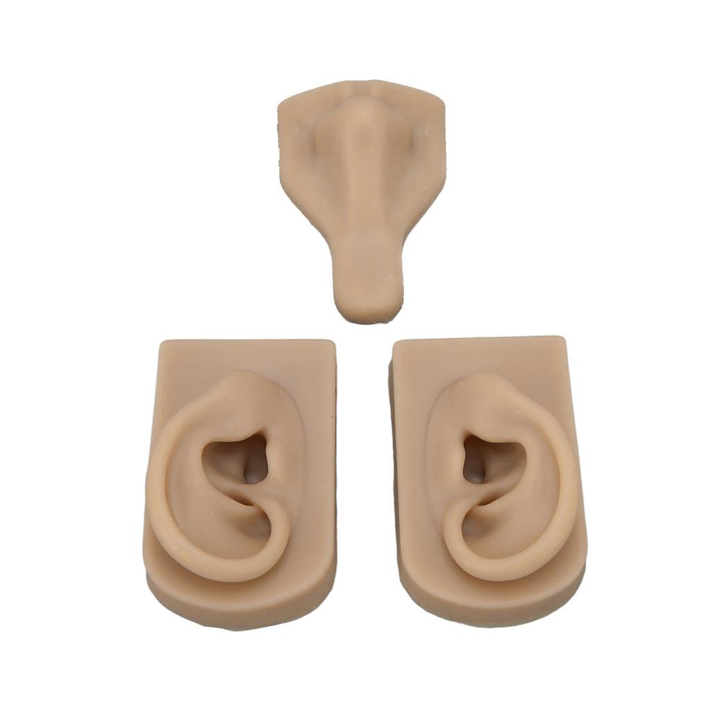 Silicone Piercing Practice Model Simulation Soft Flexible Nose Ears Model for Display Teaching Dark Skin Color