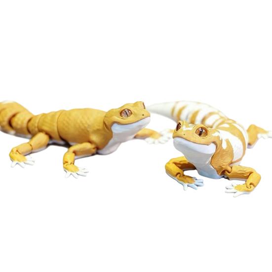 Articulated Leopard Gecko Figurine 3D Printed House Lizard Sculpture with Movable Joints Reptile Collectible Gecko Model for Home Desk Decor