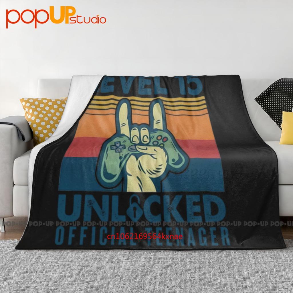Birthday Level 15 Unlocked Teenager Style Gaming Ultra-Soft Blanket Quilt Winter Sofa Cover Bed Covers