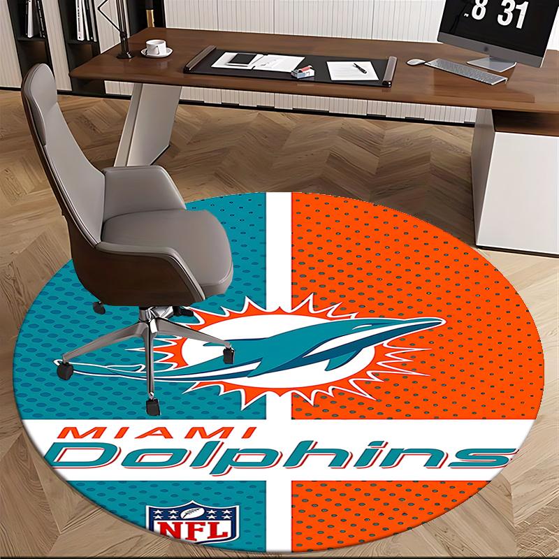 Коврик для стула Miami Dolphins - Круглый ковер для домашнего декора, офисного использования, гостиной