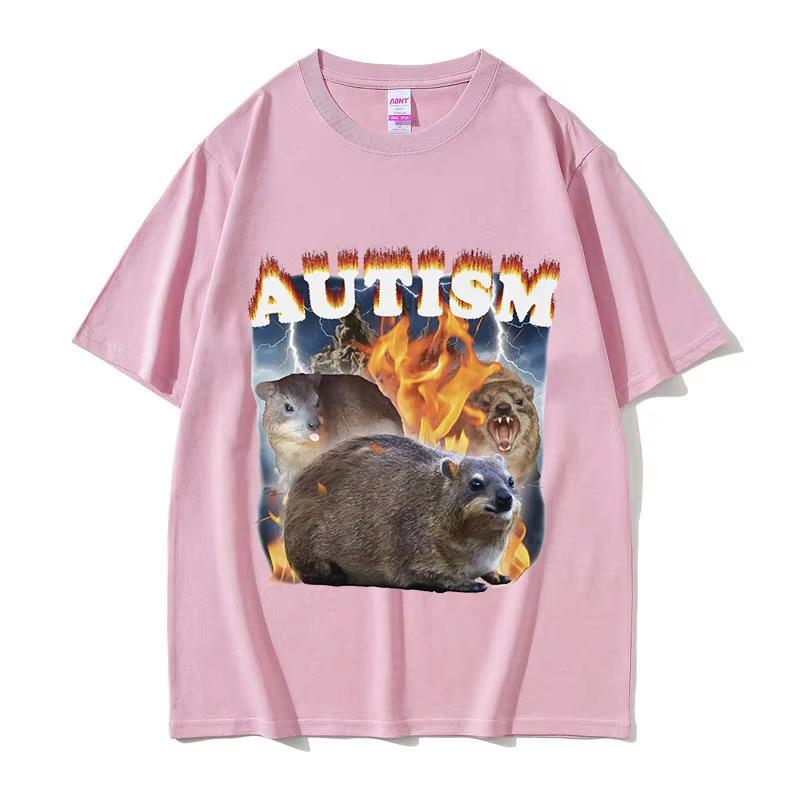 Funny Autism Hyrax Meme T Shirt Men Fashion O-Neck High Quality Fashion T-shirts Unisex Retro Oversized Cotton T-shirt
