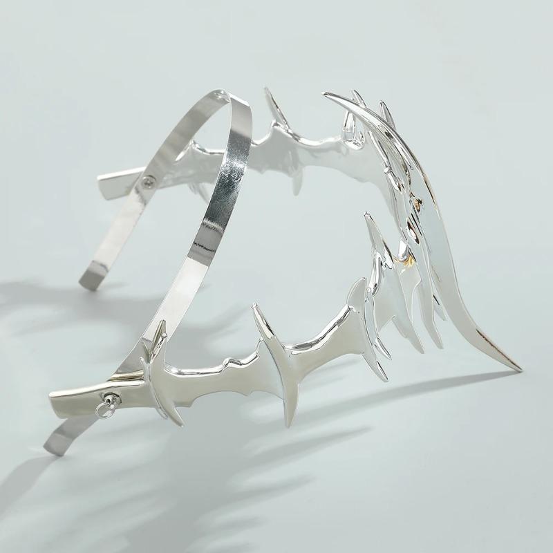 Luxury Irregular Cyberpunk Mask Exaggerate Silver Color Facial Jewelry Charm Punk Rock Head Accessories For Women Men Party Gift