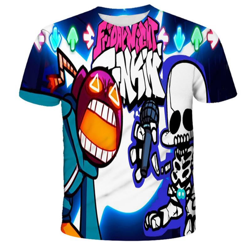 Футболки Fridany Night Funkin для мальчиков и девочек, летняя футболка с героями мультфильмов, детская одежда, повседневные топы с короткими рукавами, футболки, детские футболки