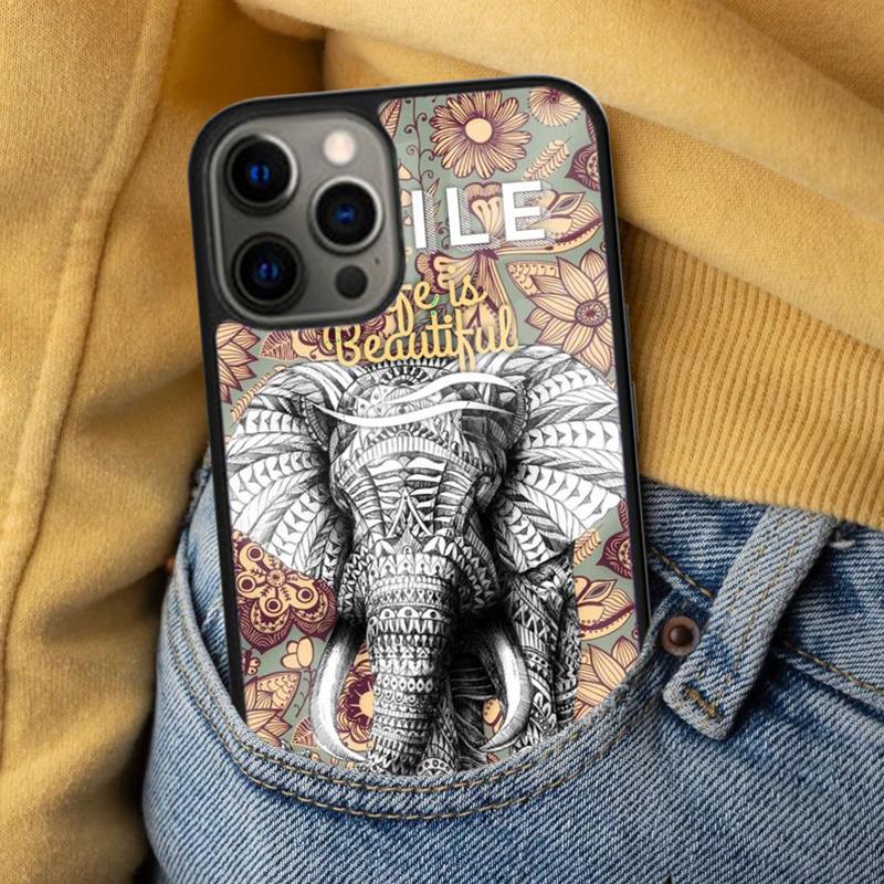 Totem Aztec Elephant Soft Phone Case for iPhone 17 Air 16e Pro max 15 Pro 13 14 Plus 11 12 MagSafe Magnetic Coque