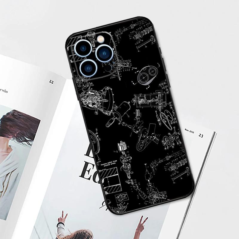 Автомобильные запасные части, чехол для двигателя автомобиля для iPhone 15 14 Plus 11 12 13 Pro Max Mini X XR XS Max 7 8 Plus SE 2020, задняя крышка