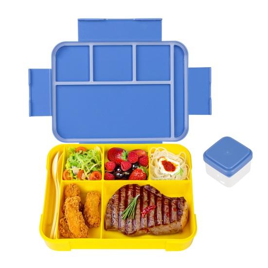 Детский ланч-бокс Bento, герметичный контейнер для закусок для малышей с 6 отделениями и столовыми приборами, лоток для льда, герметичный контейнер для хранения продуктов без содержания бисфенола А