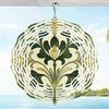 Elegant Green Floral 3D Kinetic Wind Chime for Outdoor Garden Patio Balcony Decor Metal Art Hanging Wind Spinner No Battery Needed
