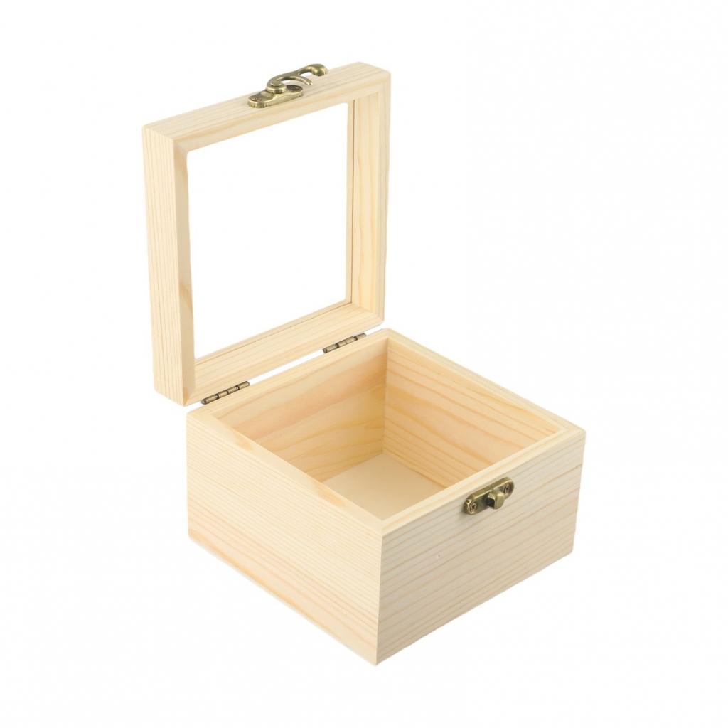 Personalizable Wooden Square Box for Crafts Gifts and Jewelry Storage