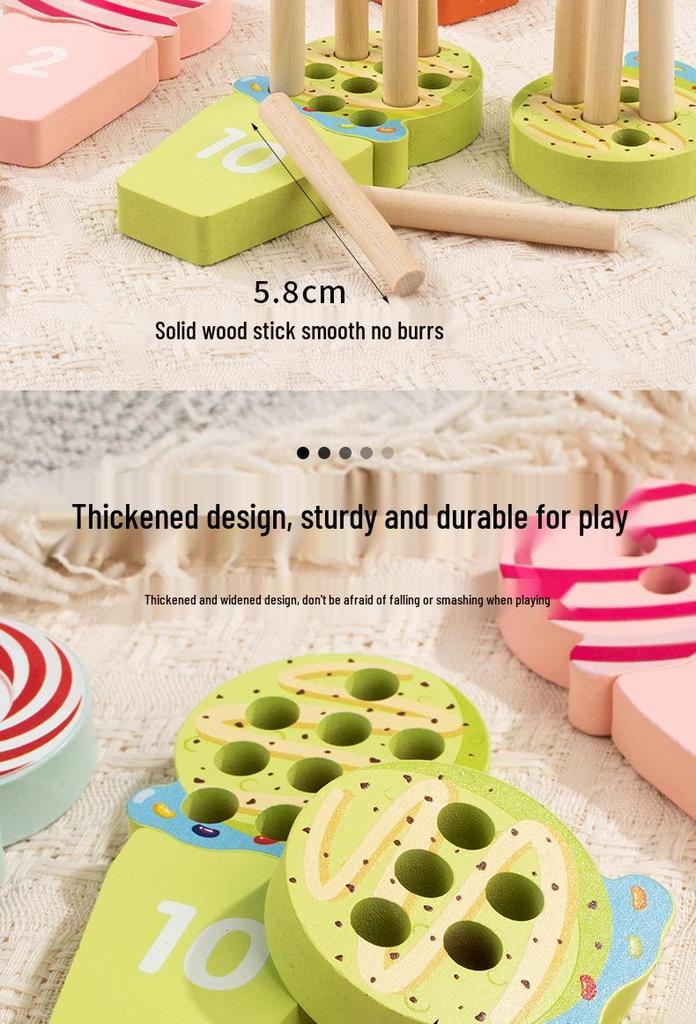 Креативный деревянный набор кубиков «Мороженое»: stacking & matching для раннего развития