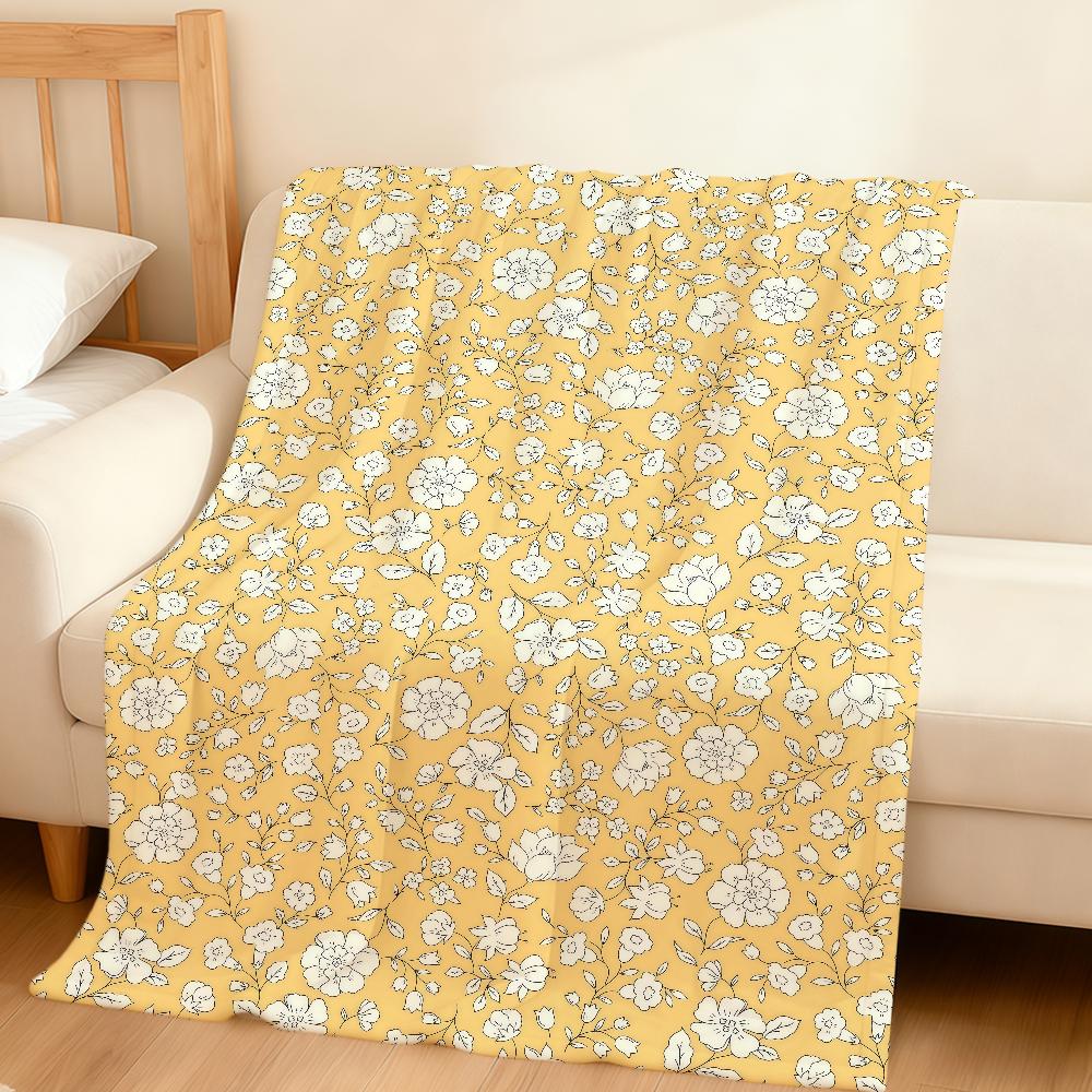 Yellow Floral Cute Fashion Pattern Flannel Soft Warm Plush Blanket For Sofa Living Room Pet Hogar Bedroom Gift Home Car Portable