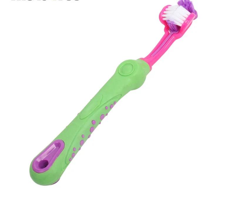 Three Sided Pet Toothbrush Three-Head Multi-angle Toothbrush Cleaning Dog Cat Brush Bad Breath Teeth Care Tool