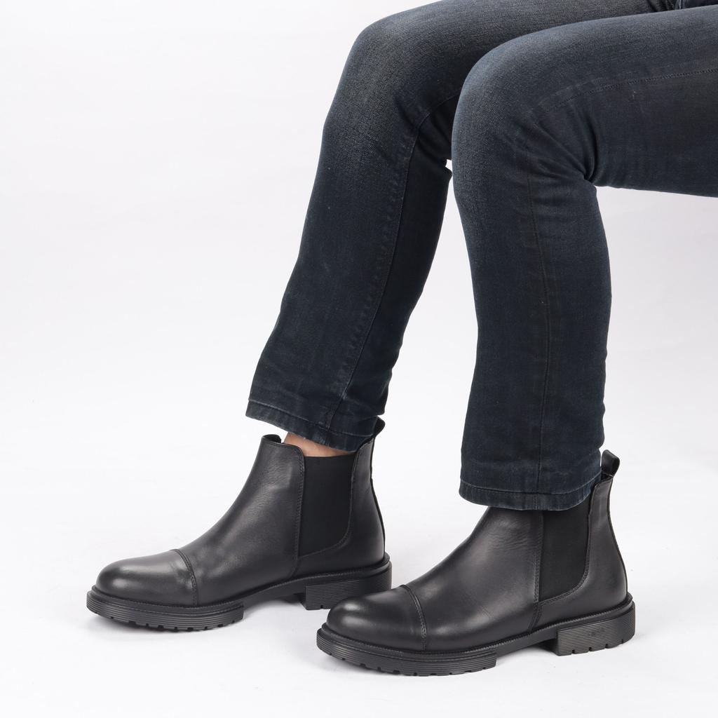 Men's Genuine Leather Rubber Sole Casual Boots Chelsea