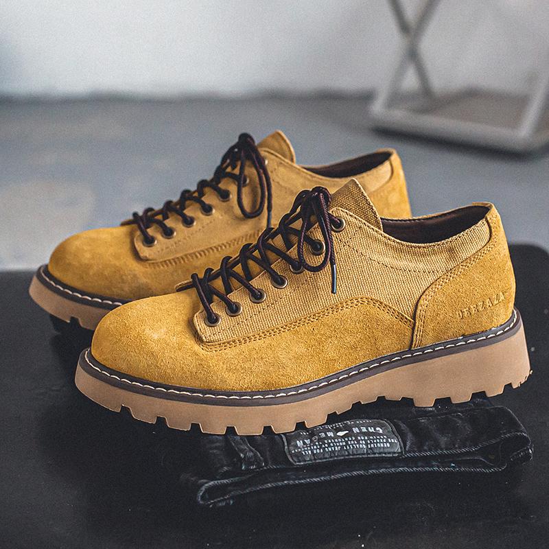 2024 Итальянский Бренд Модные Новые Мужские Рабочие Ботинки Ретро Желтые На Толстой Подошве На Шнуровке Мужские Оксфорды Обувь для Пешего Туризма