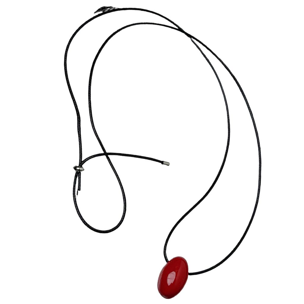 Шикарное Ожерелье-Кулон из Агатового Шара Универсальное Длинное Черное Шнуровое Ожерелье-Свитер Шарм с Подвеской из Шара Красного Агата