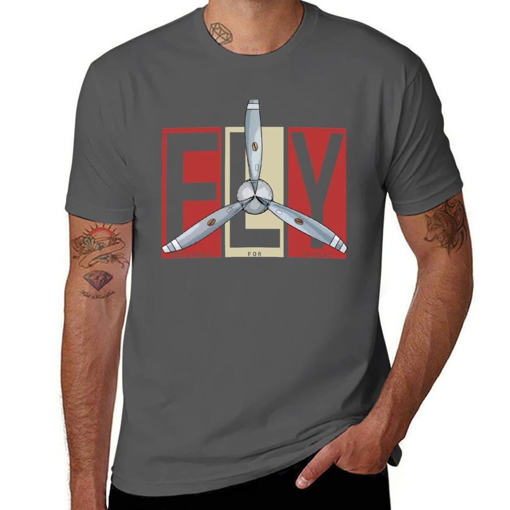 Fly Propeller Retro Designed For Flight Design Tshirt Large Size Soft Cotton Tshirt