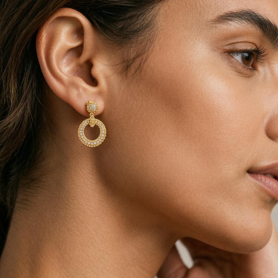 Nidin New Popular Simple Smooth Love Heart Shape Cubic Zirconia Drop Earrings For Women Female Vintage Sweet Ear Jewelry Gifts
