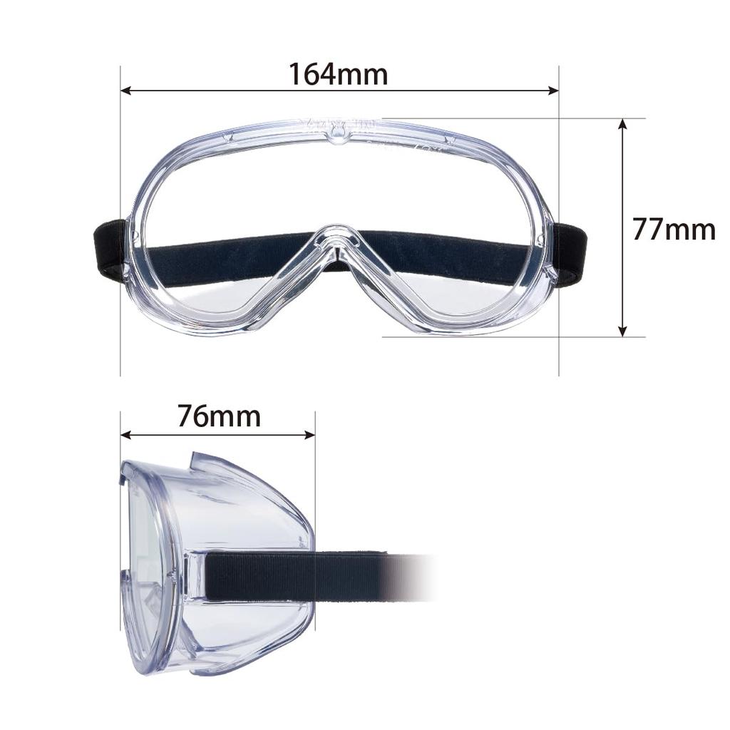 Yamamoto Kogaku Protective Goggles Fits Over Infection and Droplet Made in JIS UV Protection YG-5090HFN, Non-Vented, Glasses, Anti-Fog, Protection,