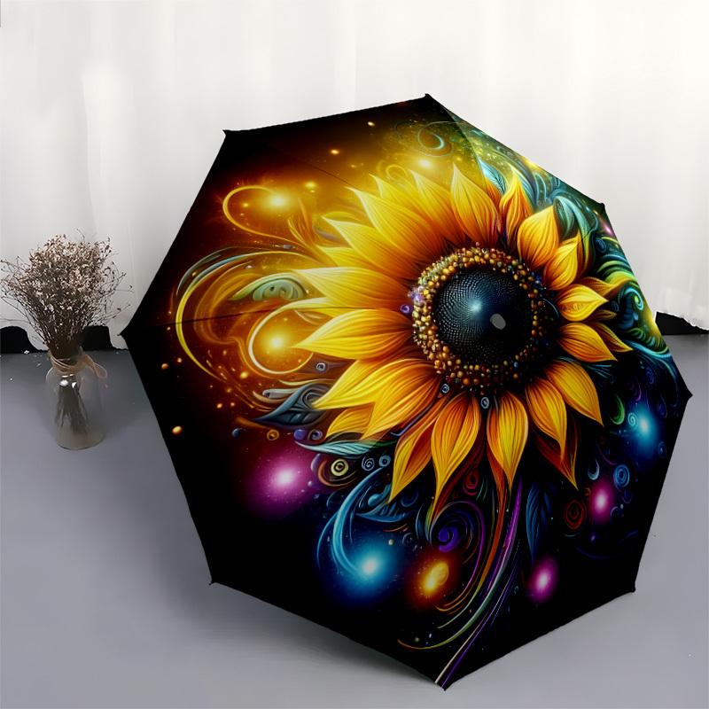 1pc Colorful Sunflower Artwork Umbrella with Plastic Handle,Suitable for All Seasons Home Travel Outdoor UmbrellaDD1258