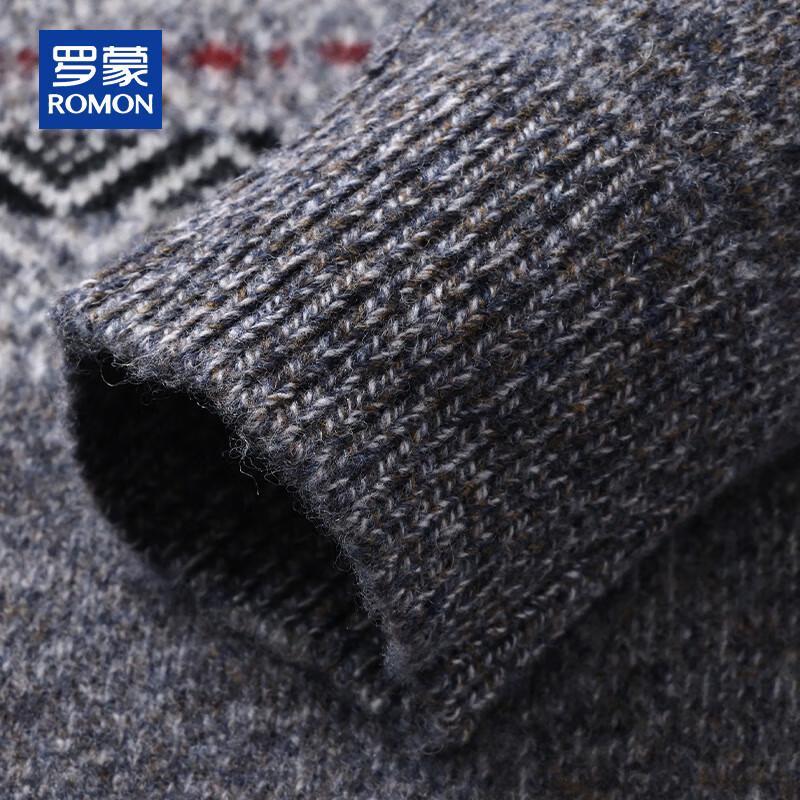ROMON Мужской толстый свитер из жаккардового трикотажа из 100% шерсти