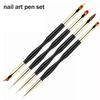 4Pcs Dual-ended Nail Brush Acrylic Nail Art Brushes Professional Gel Nail Polish Liner Flower Painting Drawing Manicure Tools