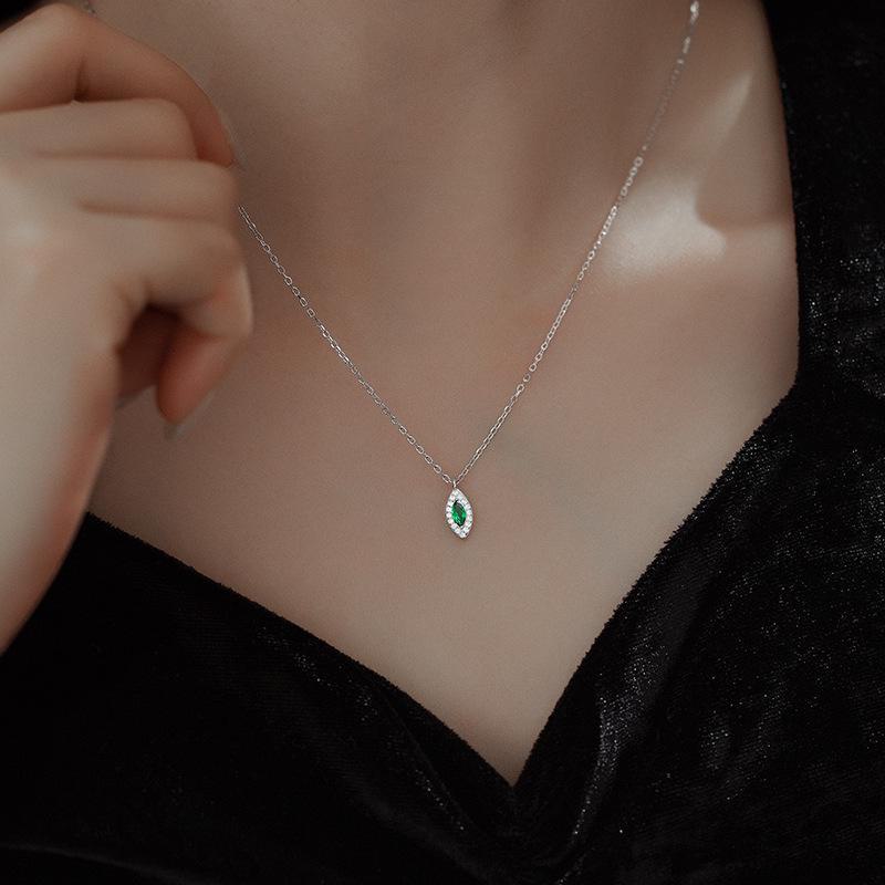 Ожерелье Banyan Tree S925 Silver Emerald Horus Eye - 14K Gold Plated Retro Clavicle Chain для женщин