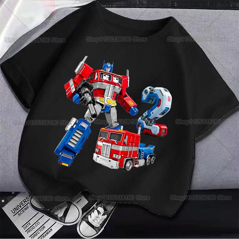 Optimus Prime Children Birthday Number T Shirt Transformers Clothes Party Cartoon Print Boys TShirt Short Sleeve Tops Tee Gift