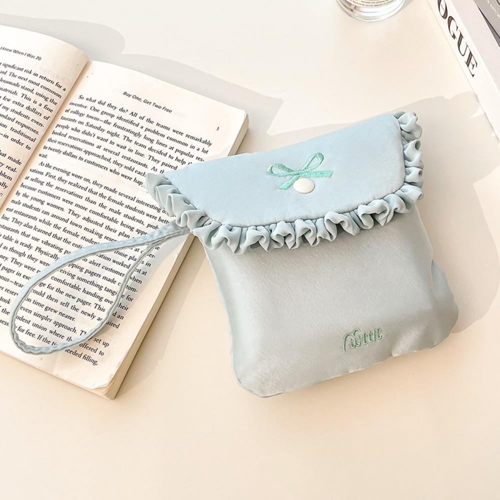 Bowknot Sanitary Napkin Storage Bag Cotton Cloth Bow Makeup Bag Creative Mini Cosmetic Bag Women