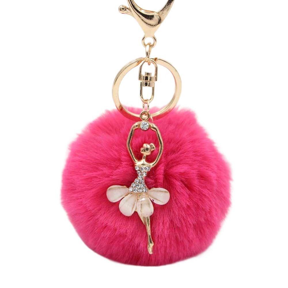 Key Ring Ballet Angel Girl keychain Little Angel Car keychain Fake Fur Key Chain Fur Ball Keyring