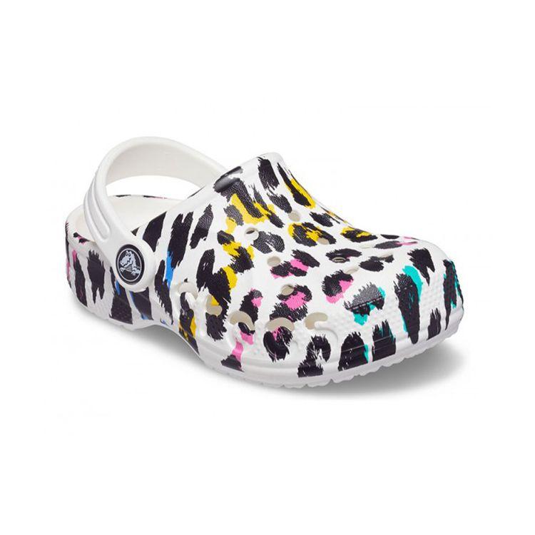 Crocs Классические клоги Открытые плоские сандалии Детская обувь Леопард 207017-1D1