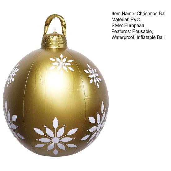 Рождественский надувной мяч Yousheng диаметром 60 см, водонепроницаемый рождественский мяч, устойчивый к разрывам, многоразовый, гигантский надувной мяч для праздничного декора двора, газона, крыльца