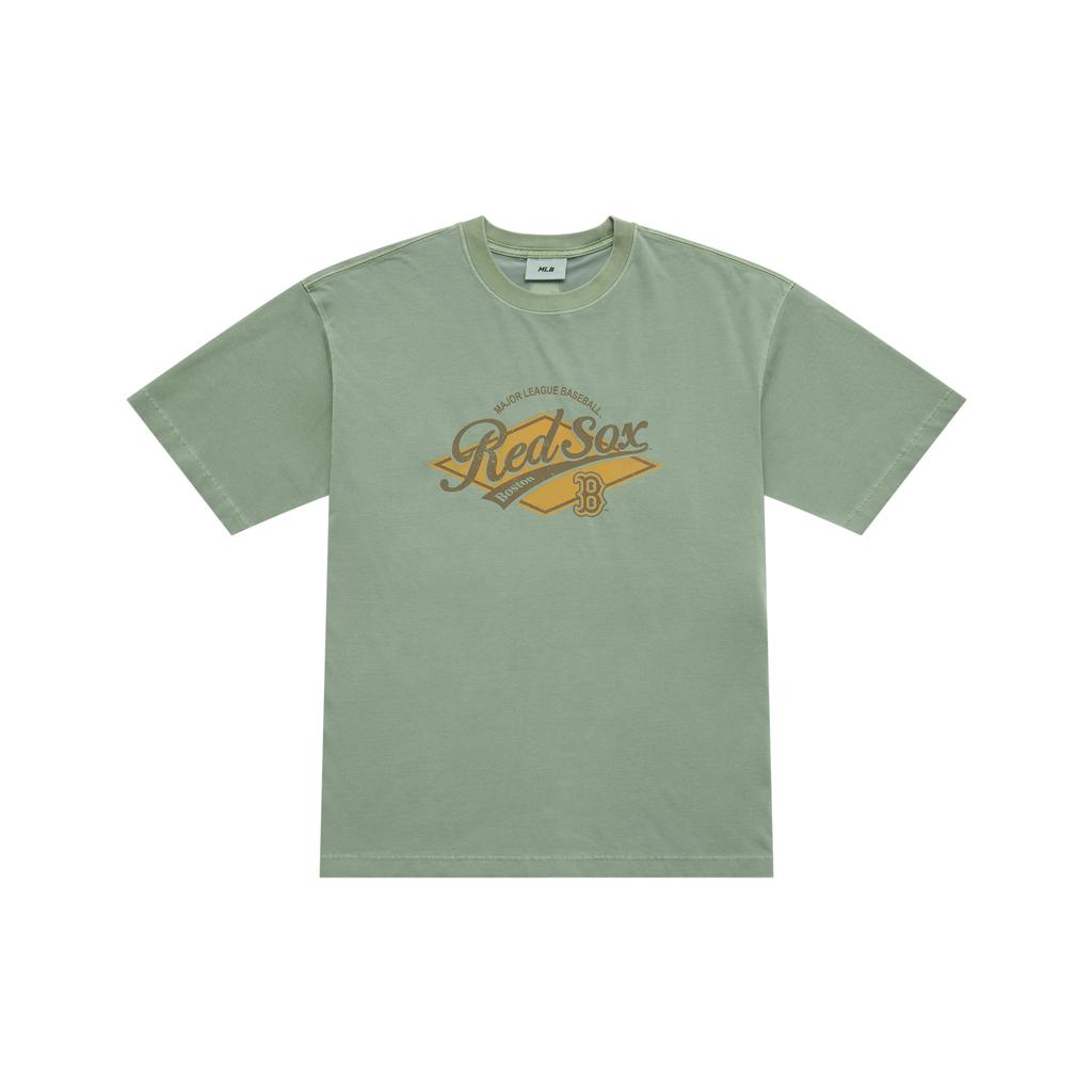 New MLB Preppy Style Collection Basic Boston Red Sox SS25 T Shirt Unisex Khaki 3ATSV0753-43KAP
