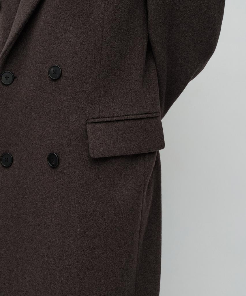 MUSINSA STANDARD Cashmere Blend Daddy Shoulder Double Long Coat [Heather Brown]