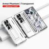 For Samsung Galaxy Z Fold 7 6Case Clear Electroplated Metal Lens Holder with Folding Hinge Tempered Film Optional Touch Pen Slot