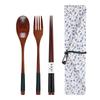 3Pcs Wooden Spoon Fork Chopsticks Cutlery Set Portable Dinnerware Set Dessert Soup Spoon Dining Fork Sushi Chop Sticks Tableware