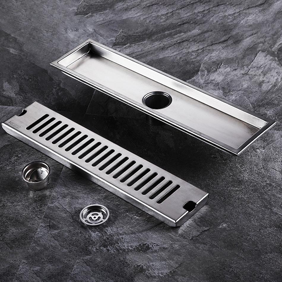 304 Нержавеющая сталь Слив для пола Анти-запах для ванной Душ Длинный слив Линейный слив для сточных вод Крышка для сливов для пола 20 30 40 50 CM