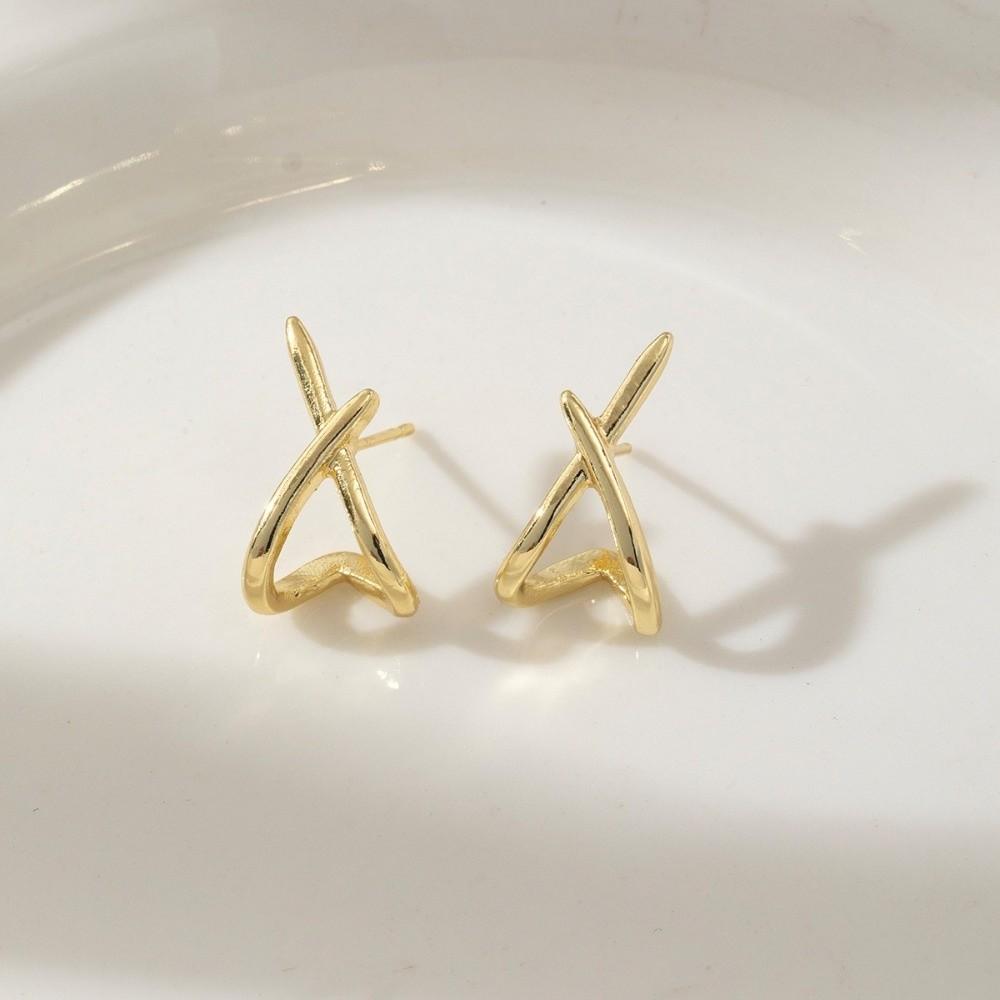 Hypoallergenic Geometric Ear Jewelry Gold Color Zinc Zinc Alloy Hollow Earrings Club