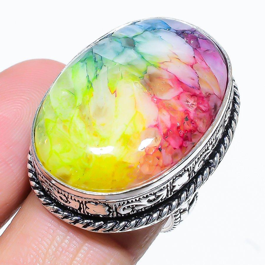 Rainbow Solar Quartz Gemstone 925 Sterling Silver Gift Jewelry Ring Size 9