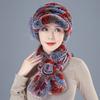 Rex Rabbit Fur Peaked Cap Scarf Two-piece Suit Old Man Old Woman Woman Autumn Winter Mother Grandma
