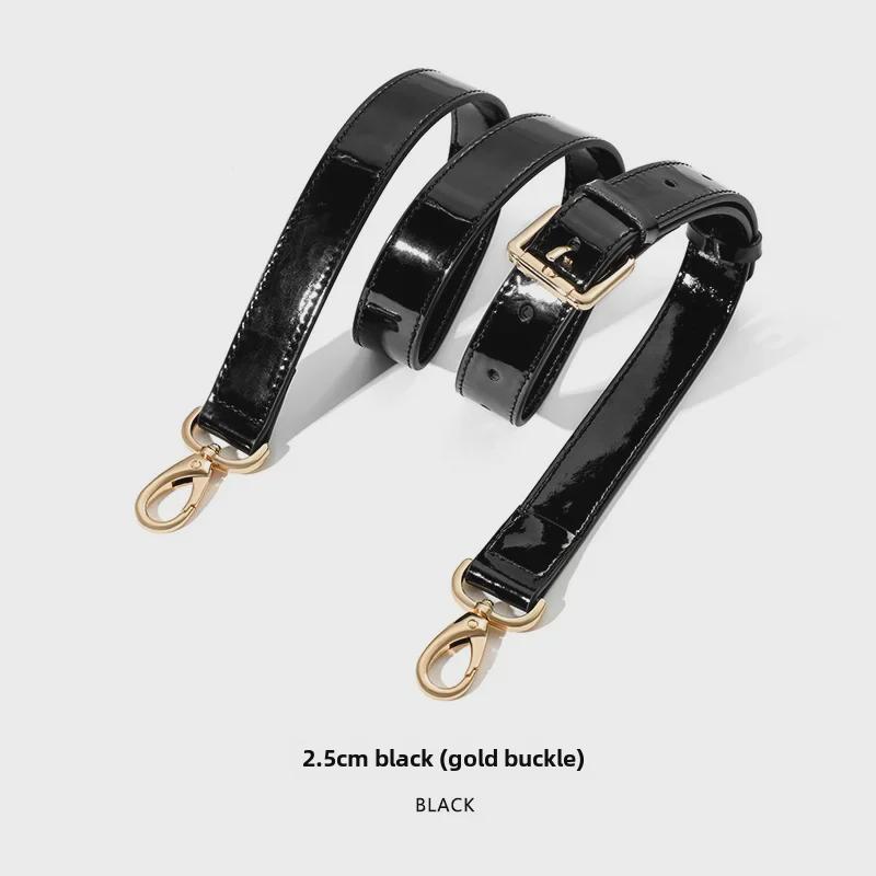 MHS-A-25 Черная блестящая лакированная сумка через плечо с регулируемым ремнем и пряжкой-шпилькой