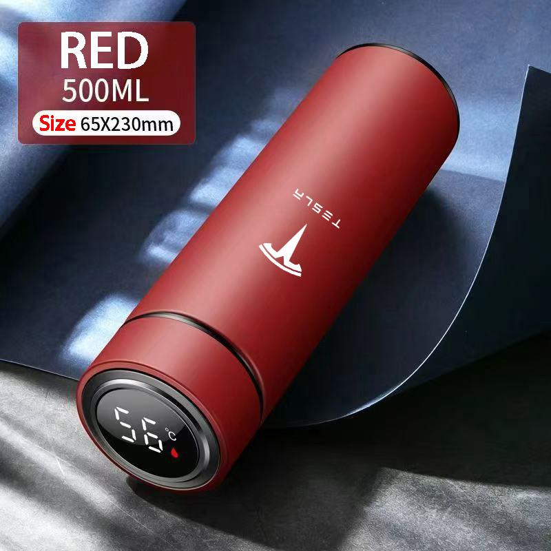 ALQ1 For Tesla Model 3 Model S Model X Model Y Roadster SpaceX 500ml Smart Water Bottle Stainless Steel Thermos Flasks Car Logo Mug