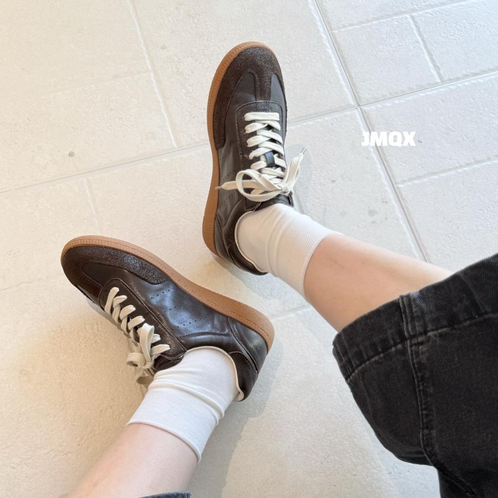 Европейский красный немецкие тренировочные туфли женские 2025 осень новые кожаные на плоской подошве ретро классические спортивные и повседневные универсальные кеды