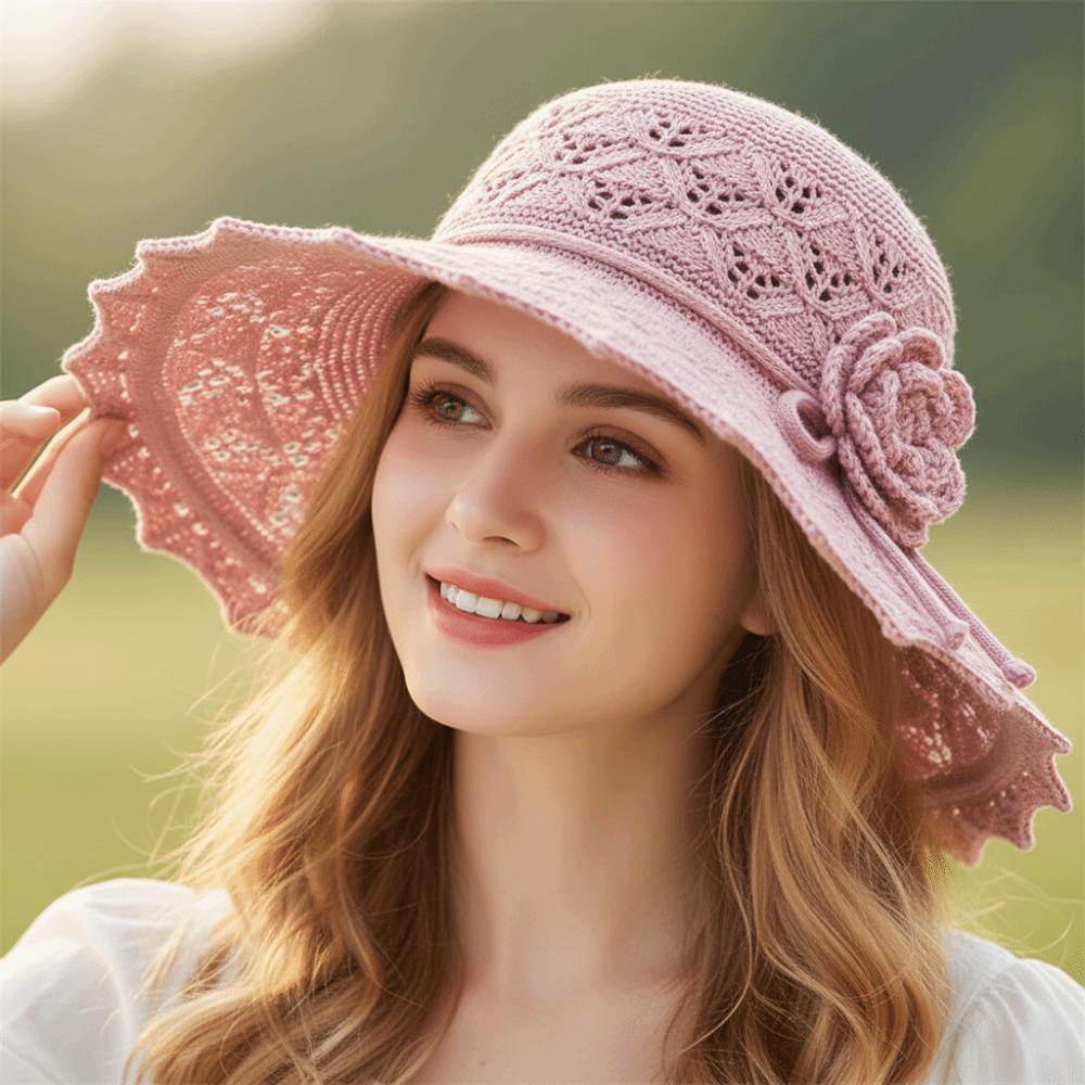 Foldable Summer Sun Hat Crochet Sunshade Hat Casual Sunscreen Visor Cap  Girl