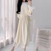 Island velvet pajamas women's autumn and winter long suspender pajamas two-piece set spring and autumn sexy beauty back with chest pad long dress robe