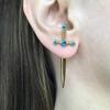 Novel Punk Multicolor Crystal Dagger- Earrings Metal Sword- Handle Studs Earrings for Women Girls Halloween Jewelry Gift