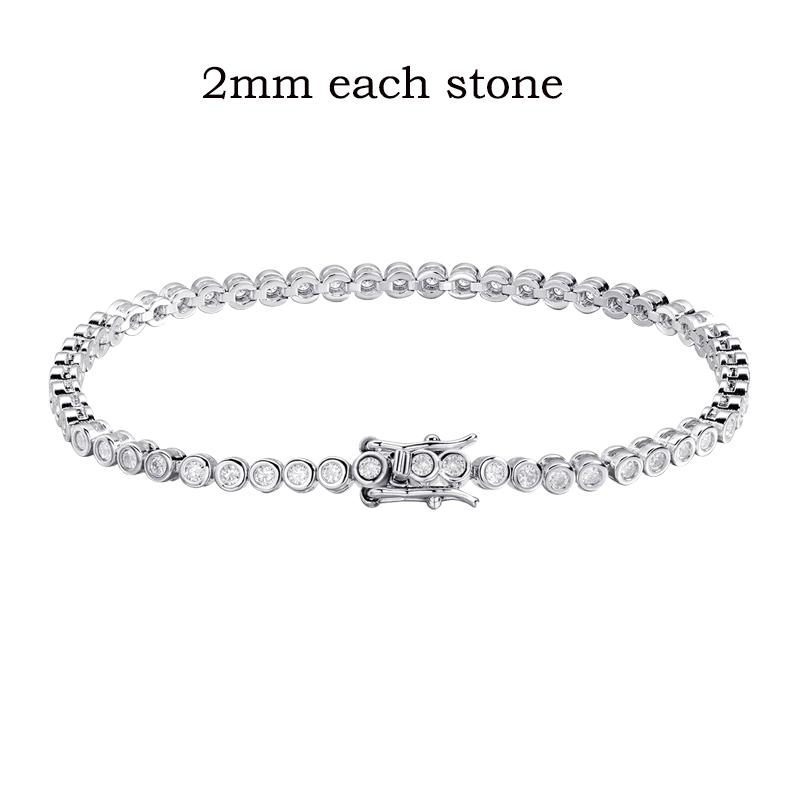 Smyoue 3 Colors 2/3mm Bubbles All Moissanite Tennis Bracelet for Women Men Bangles Full Diamond Pure 925 Silver Chain Jewelry